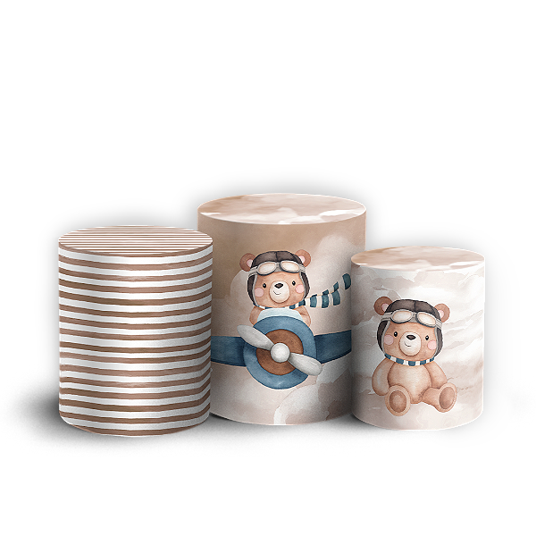 Trio Cilindro - Ursinho Aviador  - Sublimado 3D