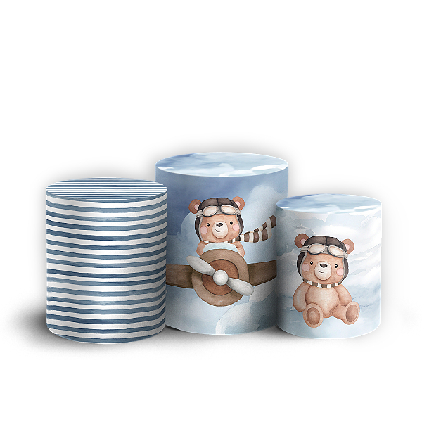 Trio Cilindro - Ursinho Aviador  - Sublimado 3D