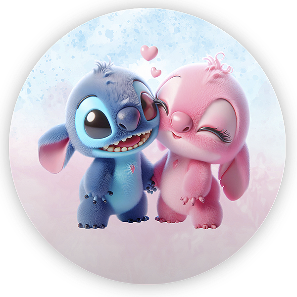 Painel Redondo - Lilo Stitch Angel - Sublimado 3D