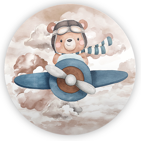 Painel Redondo - Ursinho Aviador  - Sublimado 3D