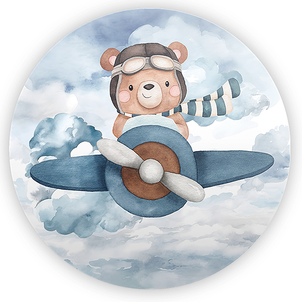 Painel Redondo - Ursinho Aviador  - Sublimado 3D