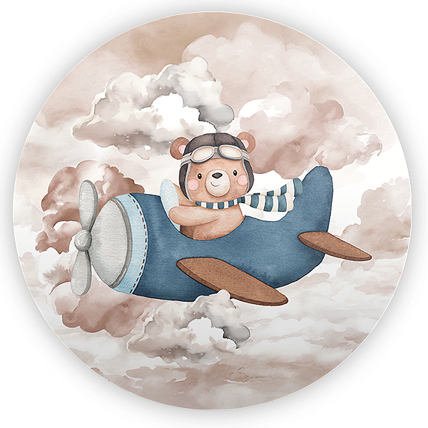 Painel Redondo - Ursinho Aviador  - Sublimado 3D