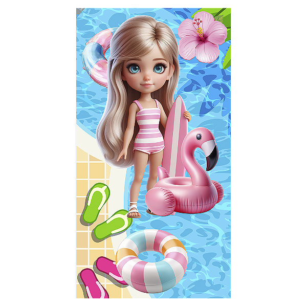 Faixa Lateral - Barbie Pool Party - Sublimado 3D