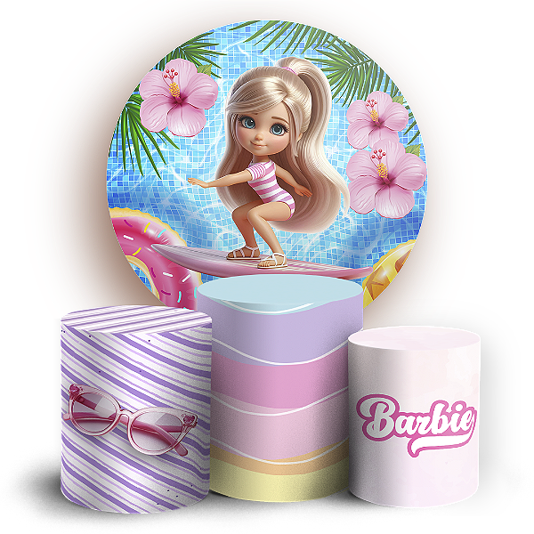 KIT Redondo e Trio - Barbie Pool Party - Sublimado 3D