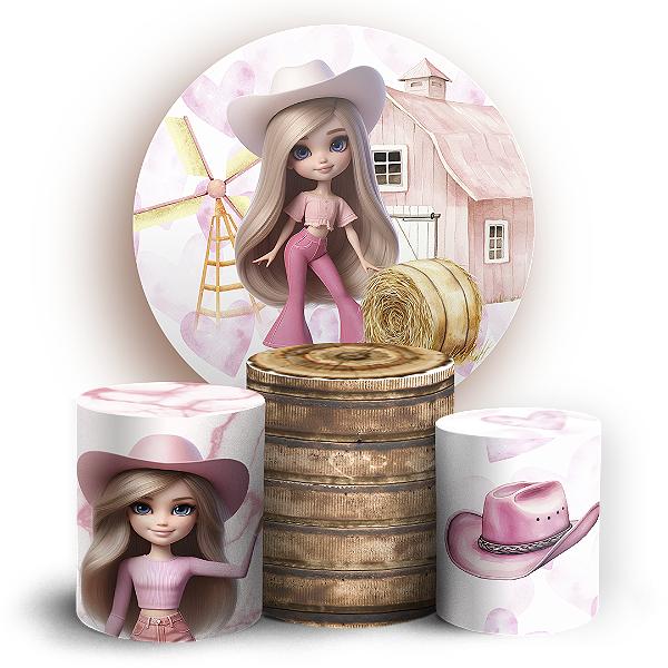 KIT Redondo e Trio - Barbie Boiadeira - Sublimado 3D