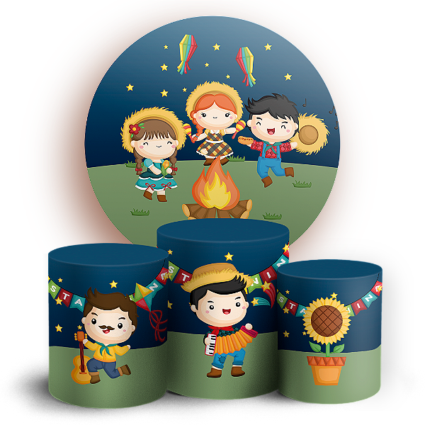 KIT Redondo e Trio - Festa Junina - Sublimado 3D