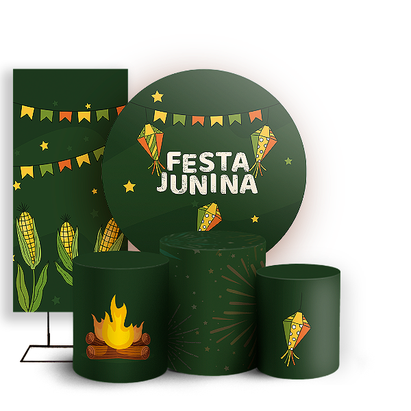 KIT Redondo Trio e Faixa - Festa Junina - Sublimado 3D