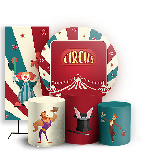 KIT Redondo Trio e Faixa - Circo - Sublimado 3D