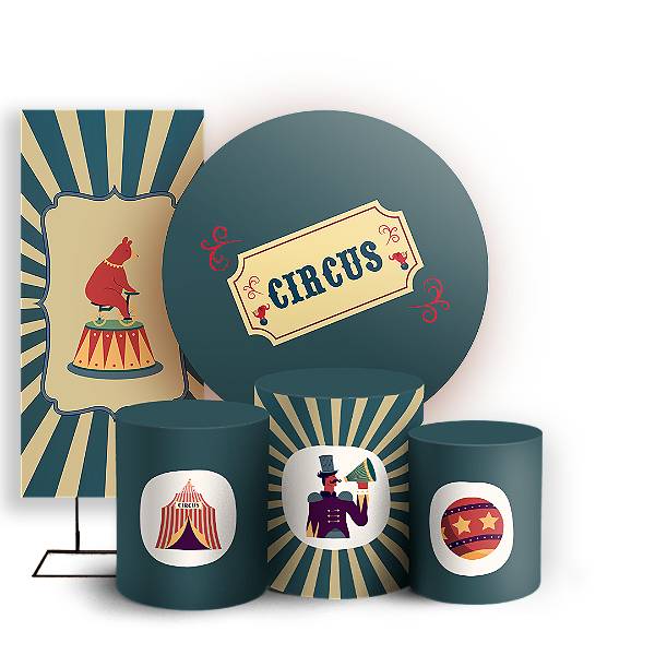 KIT Redondo Trio e Faixa - Circo - Sublimado 3D