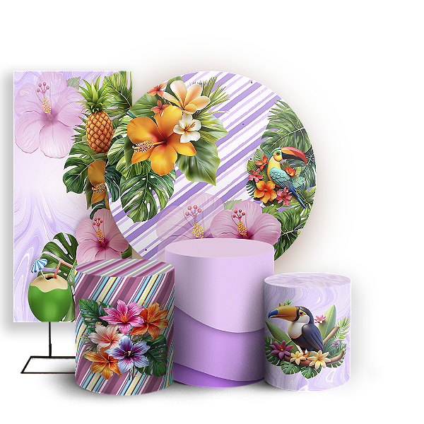 KIT Redondo Trio e Faixa - Tropical Floral - Sublimado 3D