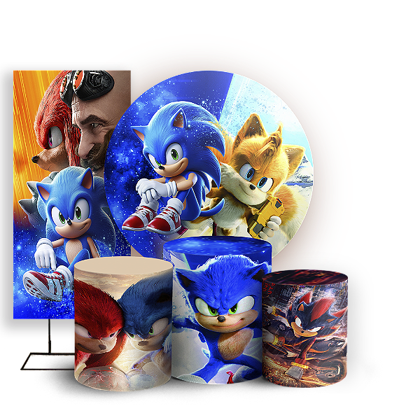 KIT Redondo Trio e Faixa - Sonic - Sublimado 3D