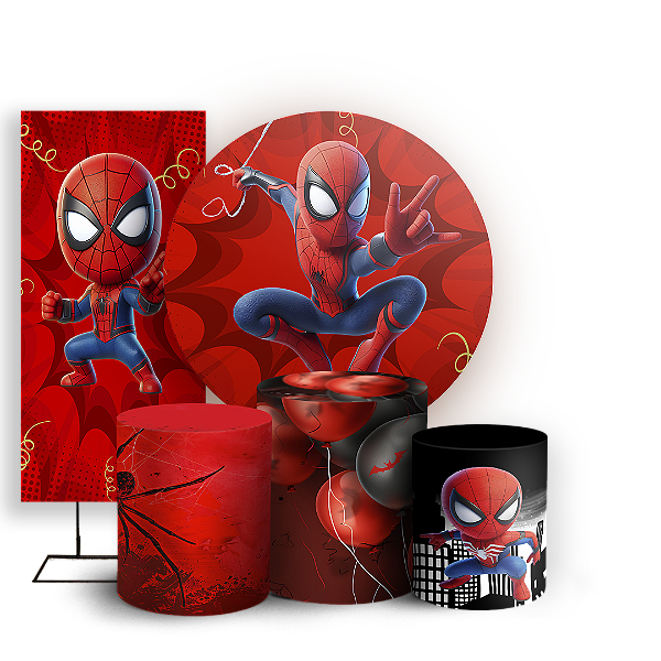 KIT Redondo Trio e Faixa - Homem Aranha - Sublimado 3D