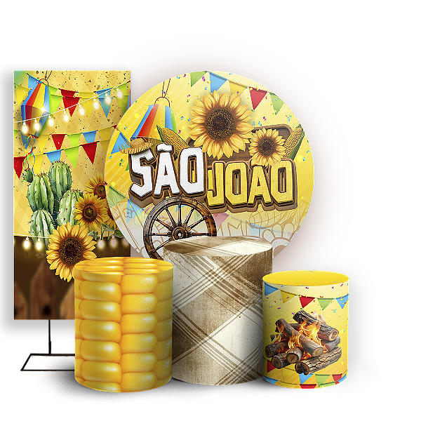 KIT Redondo Trio e Faixa - Festa Junina - Sublimado 3D