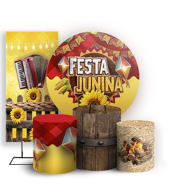 KIT Redondo Trio e Faixa - Festa Junina - Sublimado 3D