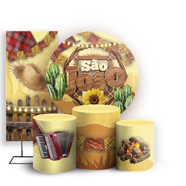KIT Redondo Trio e Faixa - Festa Junina - Sublimado 3D