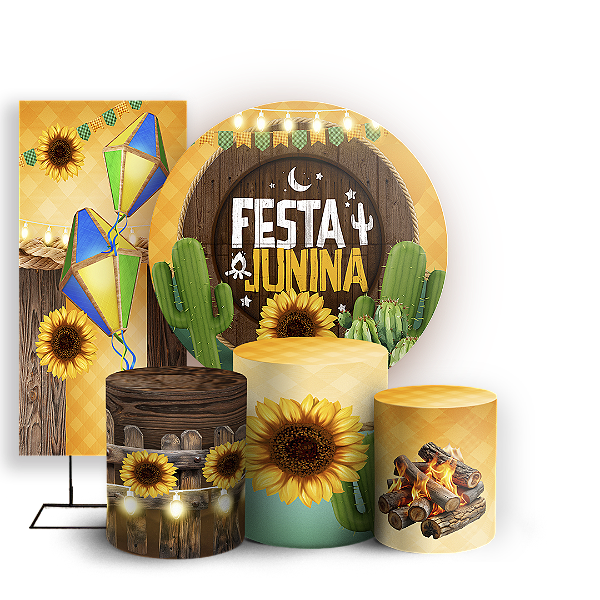 KIT Redondo Trio e Faixa - Festa Junina - Sublimado 3D