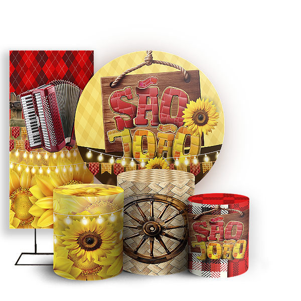 KIT Redondo Trio e Faixa - Festa Junina - Sublimado 3D