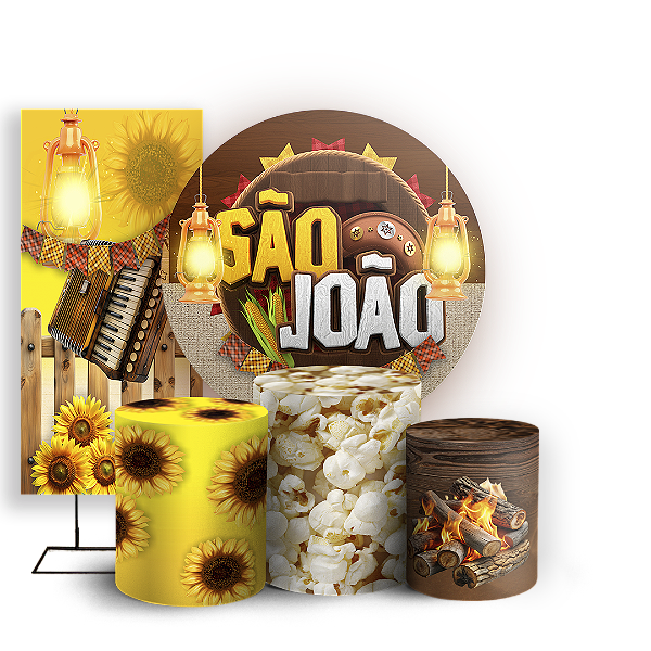 KIT Redondo Trio e Faixa - Festa Junina - Sublimado 3D