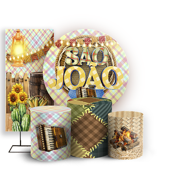 KIT Redondo Trio e Faixa - Festa Junina - Sublimado 3D