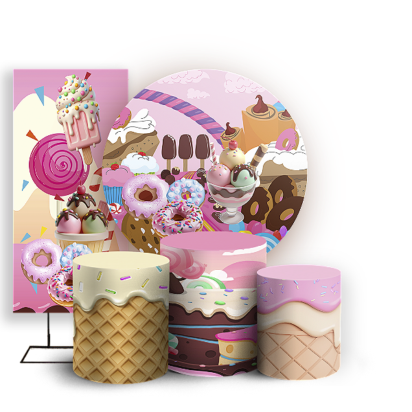 KIT Redondo Trio e Faixa - Confeitaria - Sublimado 3D
