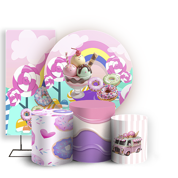 KIT Redondo Trio e Faixa - Confeitaria - Sublimado 3D