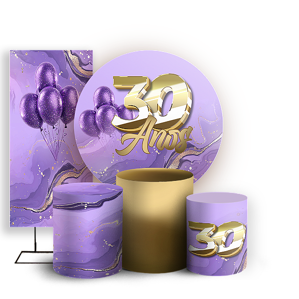 KIT Redondo Trio e Faixa - 30 Anos - Sublimado 3D