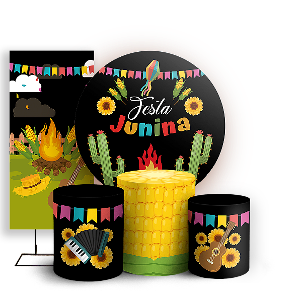 KIT Redondo Trio e Faixa - Festa Junina - Sublimado 3D