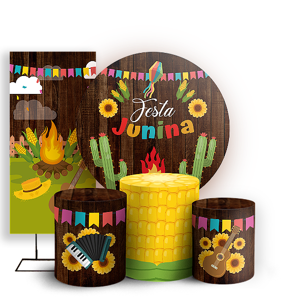 KIT Redondo Trio e Faixa - Festa Junina - Sublimado 3D