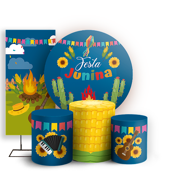 KIT Redondo Trio e Faixa - Festa Junina - Sublimado 3D