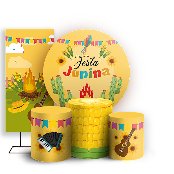 KIT Redondo Trio e Faixa - Festa Junina - Sublimado 3D