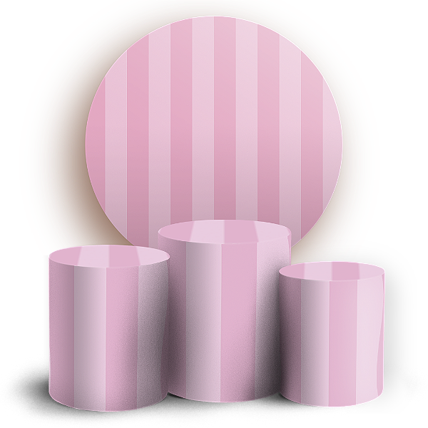 KIT Redondo e Trio - Fundo Listras Rosas Victoria's Secret - Sublimado 3D