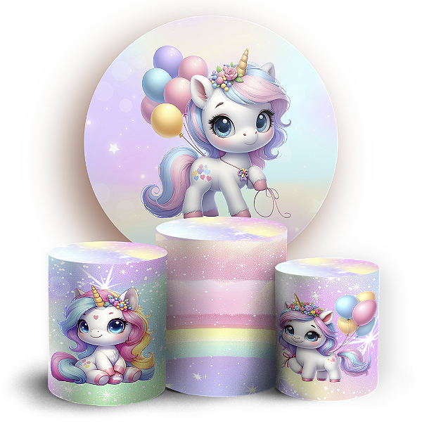 KIT Redondo e Trio - Unicornio - Sublimado 3D