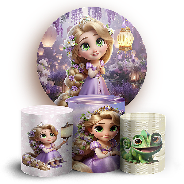 KIT Redondo e Trio - Rapunzel - Sublimado 3D