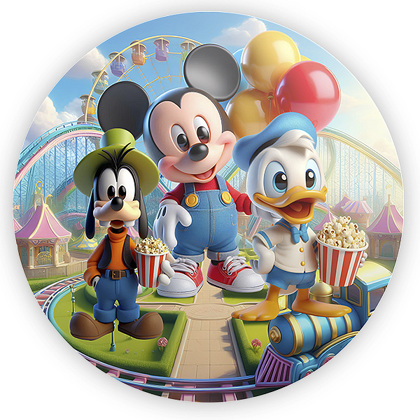 Painel Redondo - Turma Do Mickey E Minnie - Sublimado 3D