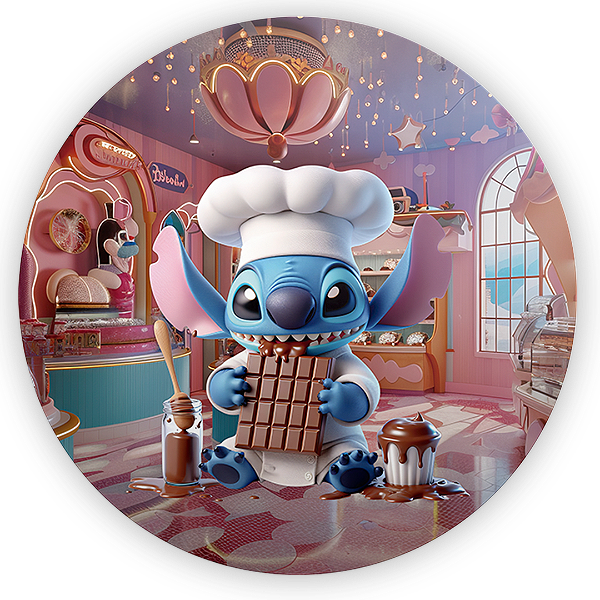 Painel Redondo - Stitch Confeiteiro - Sublimado 3D