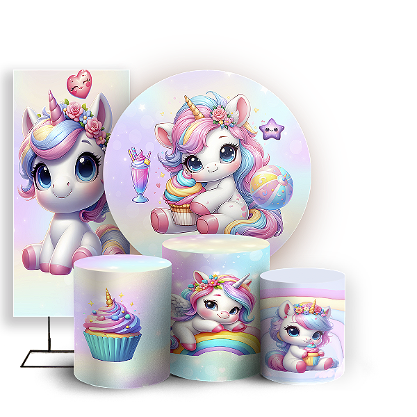 KIT Redondo Trio e Faixa - Unicornio - Sublimado 3D