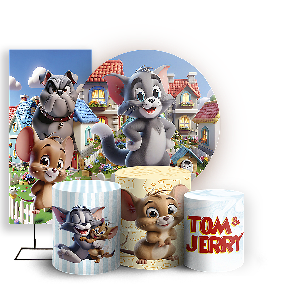 KIT Redondo Trio e Faixa - Tom E Jerry - Sublimado 3D
