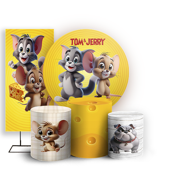 KIT Redondo Trio e Faixa - Tom E Jerry - Sublimado 3D