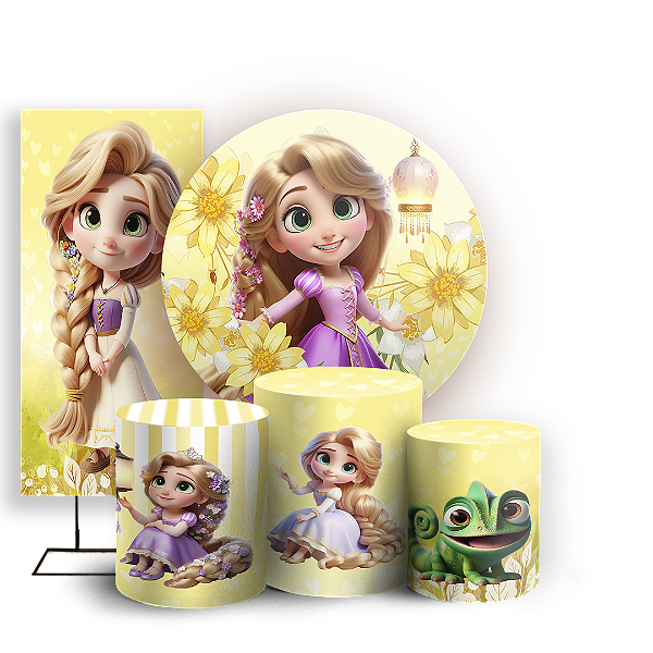 KIT Redondo Trio e Faixa - Rapunzel - Sublimado 3D