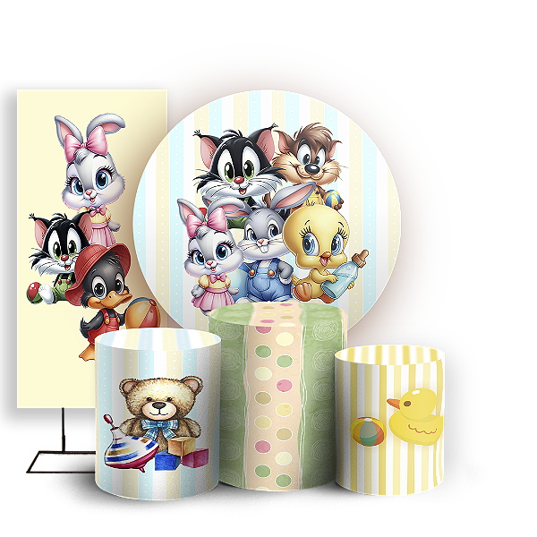 KIT Redondo Trio e Faixa - Looney Tunes - Sublimado 3D