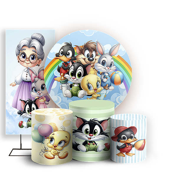 KIT Redondo Trio e Faixa - Looney Tunes - Sublimado 3D