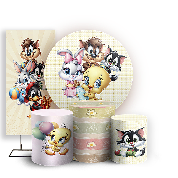 KIT Redondo Trio e Faixa - Looney Tunes - Sublimado 3D
