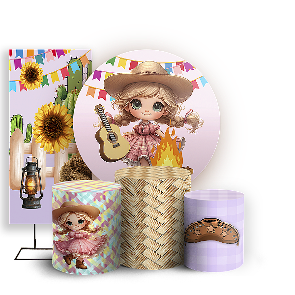 KIT Redondo Trio e Faixa - Festa Junina - Sublimado 3D