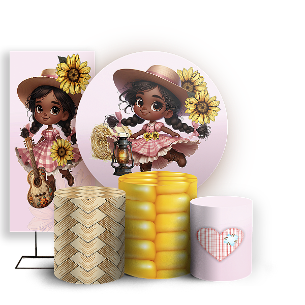 KIT Redondo Trio e Faixa - Festa Junina - Sublimado 3D