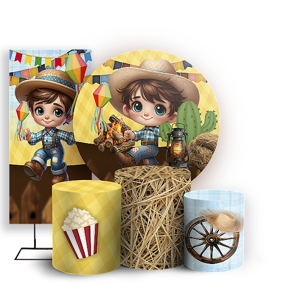 KIT Redondo Trio e Faixa - Festa Junina - Sublimado 3D