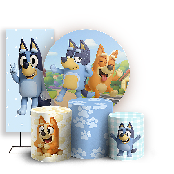 KIT Redondo Trio e Faixa - Bluey - Sublimado 3D