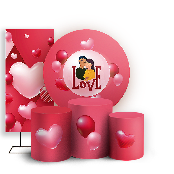 KIT Redondo Trio e Faixa - Namorados - Sublimado 3D