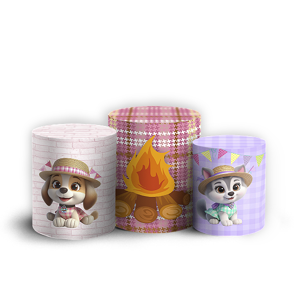 Trio Cilindro - Patrulha Canina Festa Junina - Sublimado 3D