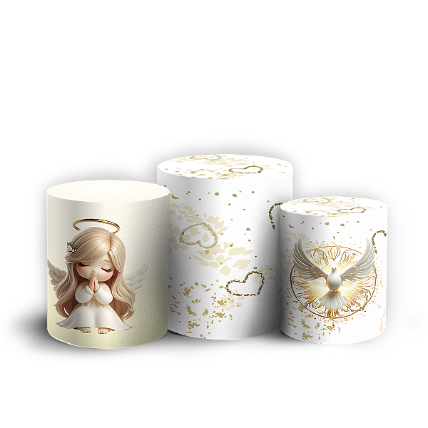 Trio Cilindro - Anjos Batismo - Sublimado 3D