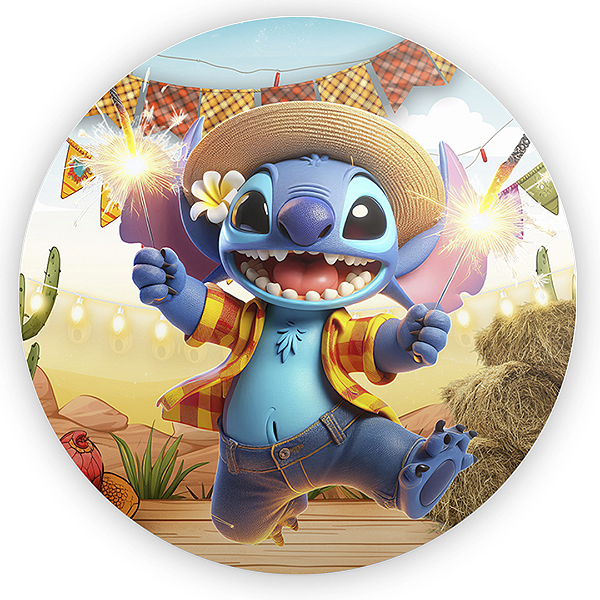 Painel Redondo - Lilo Stitch Festa Junina - Sublimado 3D